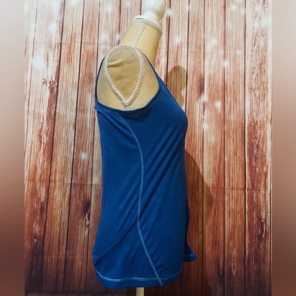 Women’s Medium Tank Top Adidas Blue Soft Stretch Racerback U Neck - Picture 4 of 11